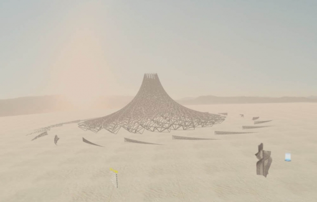 A circular, conical temple in BRCvr.